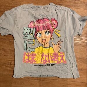 Zara Kids Gray Tee with Pink and Yellow Graphic